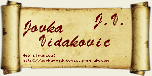 Jovka Vidaković vizit kartica